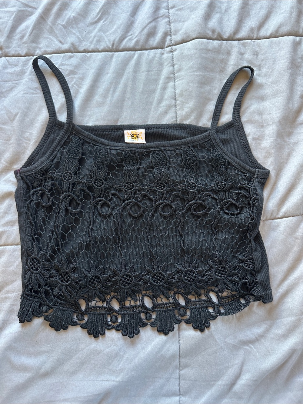 Women’s Black Lace Crochet Cami Tank Top